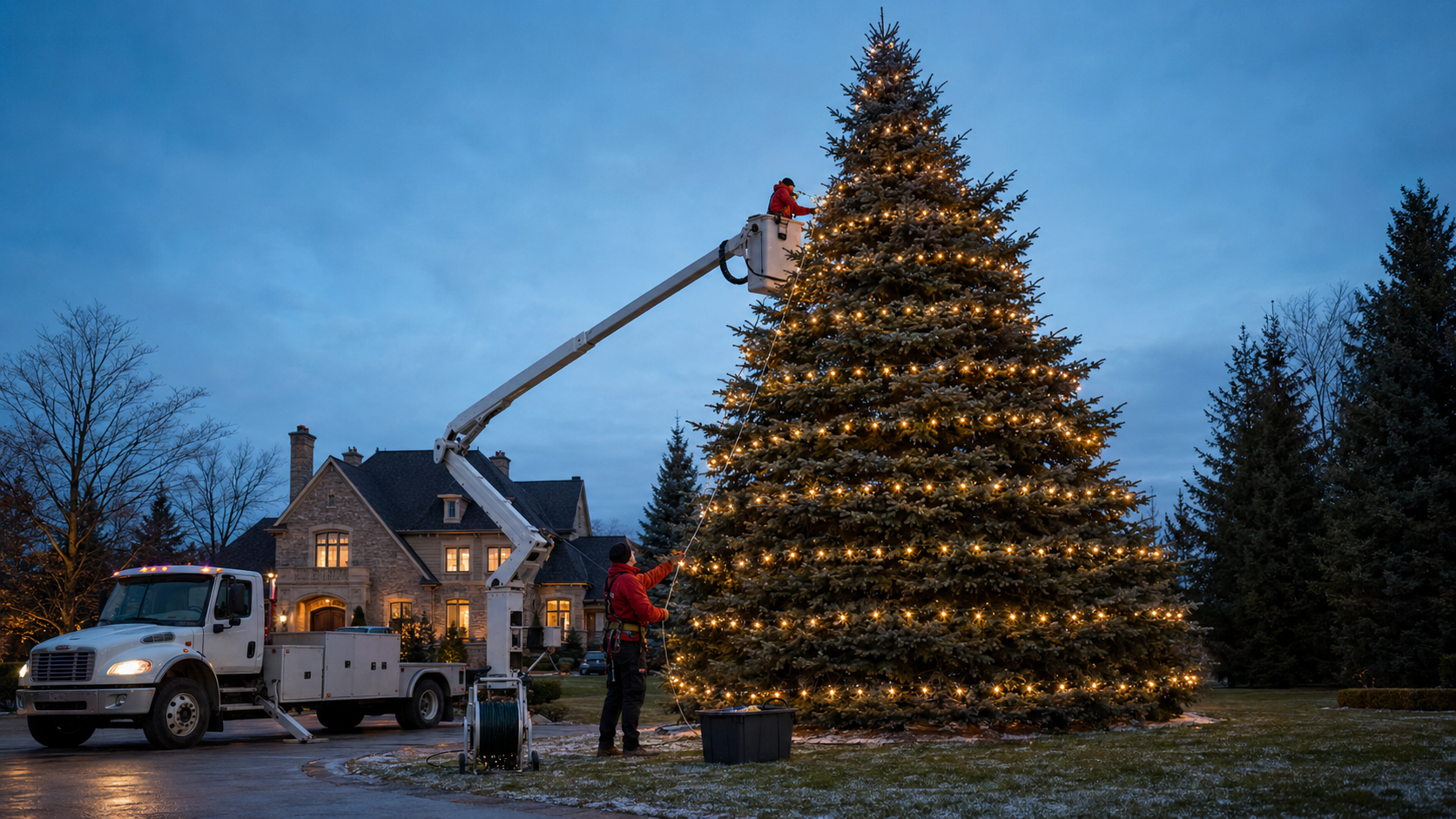 Christmas Lights on Large Trees